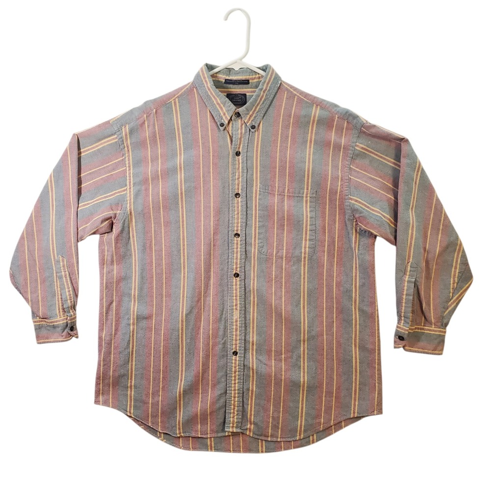 Deep Country XL Striped Button Down Shirt Cotton Long Sleeve USA Made Vintage